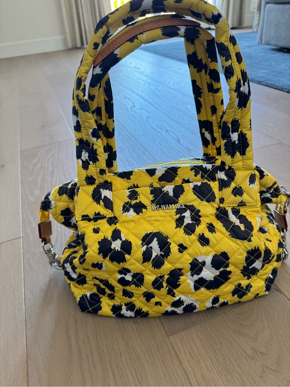 MZ Wallace Yellow Leopard Sutton Deluxe Quilted Tote NWT